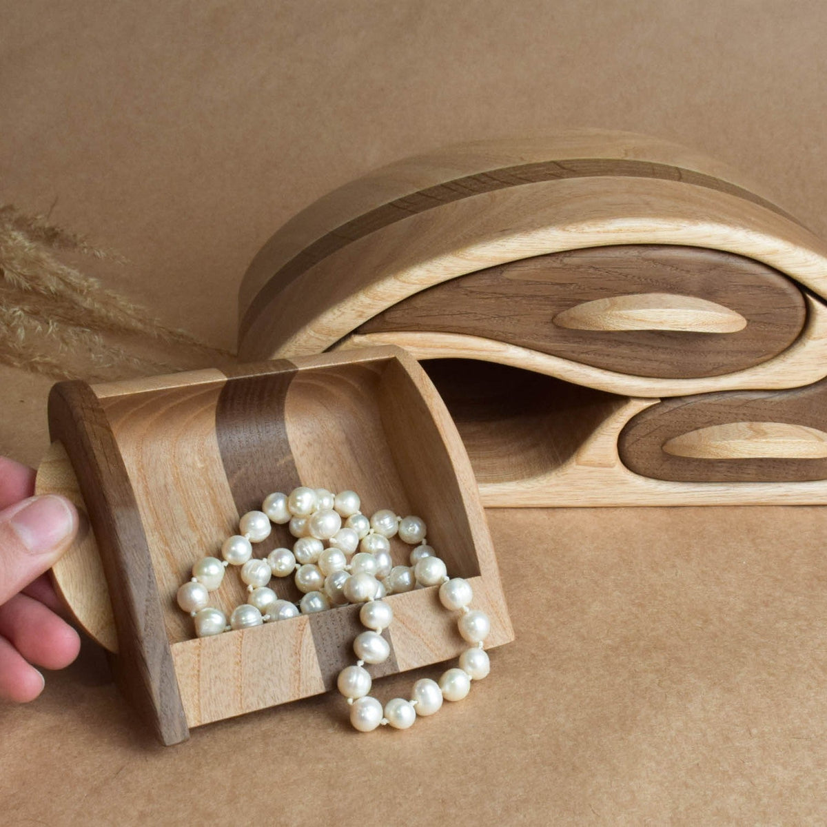 Minimalist jewelry organizer made from solid wood