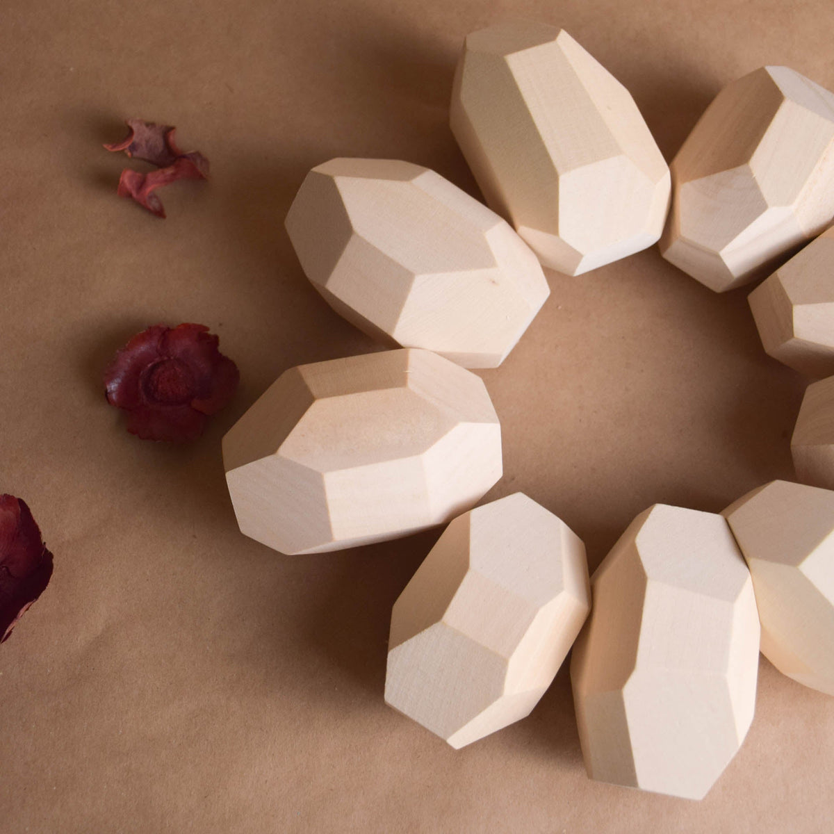 Handmade Montessori large Tumi Ishi balancing blocks in unfinished linden wood, without oil or coating