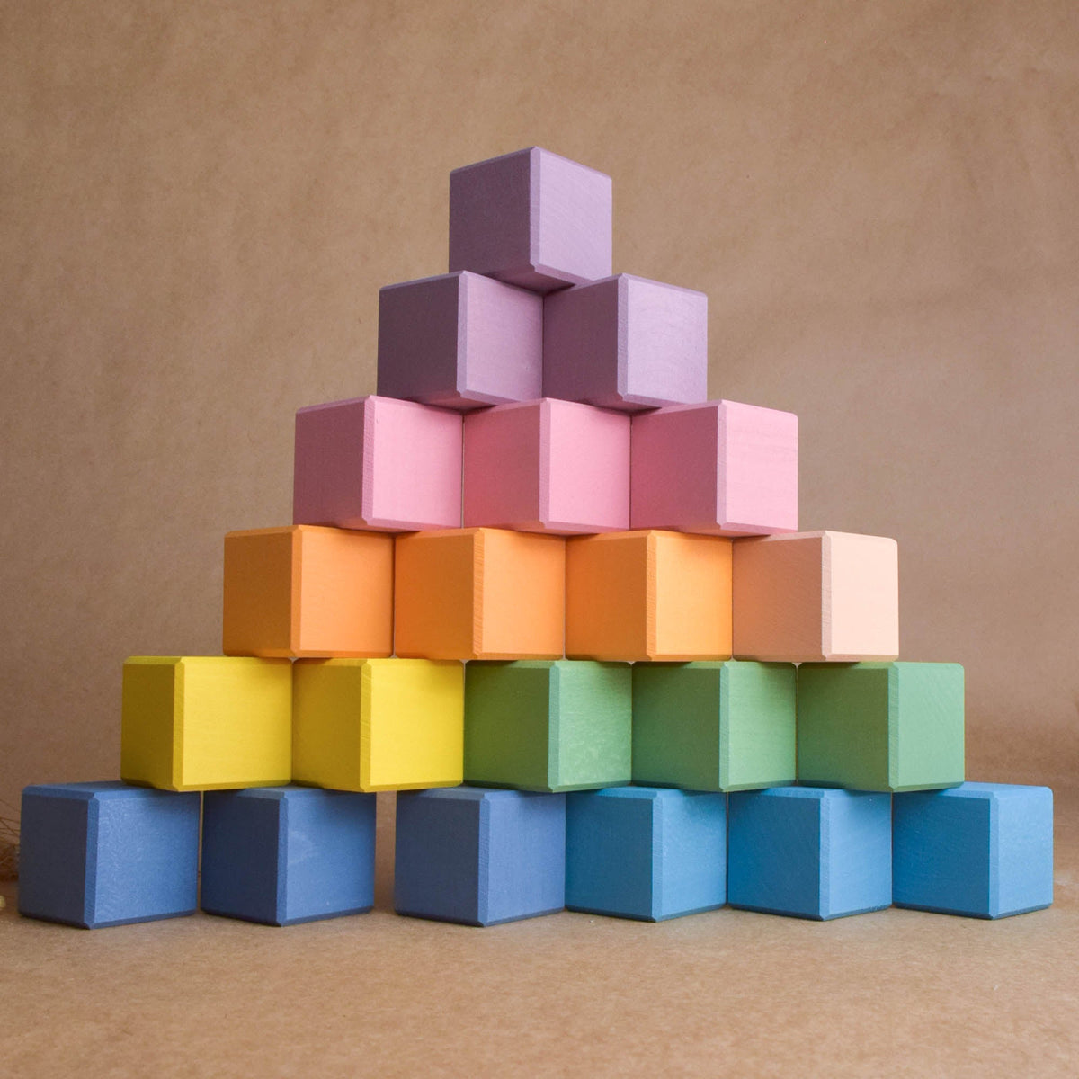 Pastel Cubes in Cube featuring pastel-colored counting wooden pieces for stacking, arranging, and building.