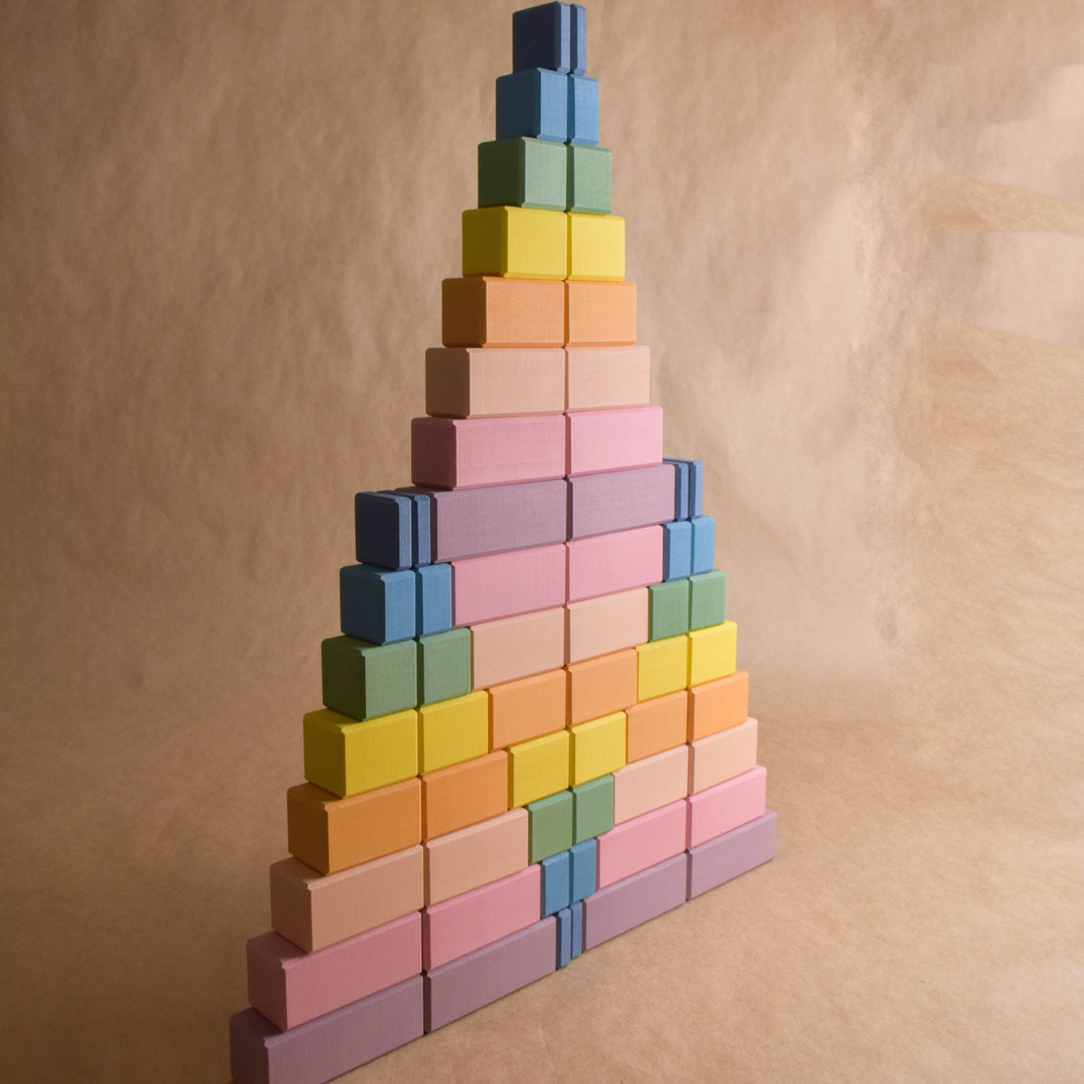 Pastel Stepped Counting Blocks featuring pastel-colored counting wooden pieces for stacking, arranging, and building.