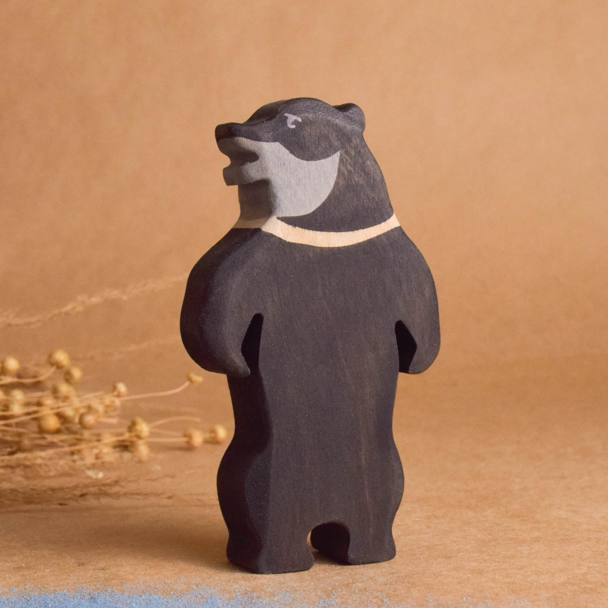 Wooden Toy Jungle Animal Toy Figurines Bear Handmade Unique Children Kids Gift