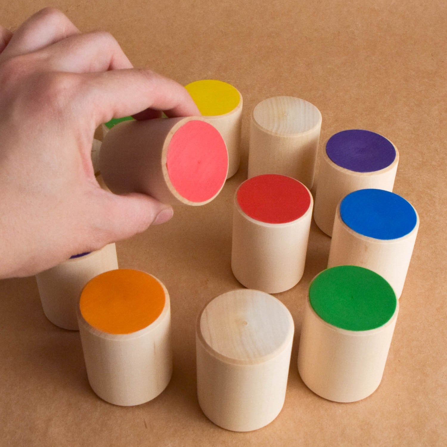 Wooden Color Memory Game - Find the Same Montessori Toy Cylinders