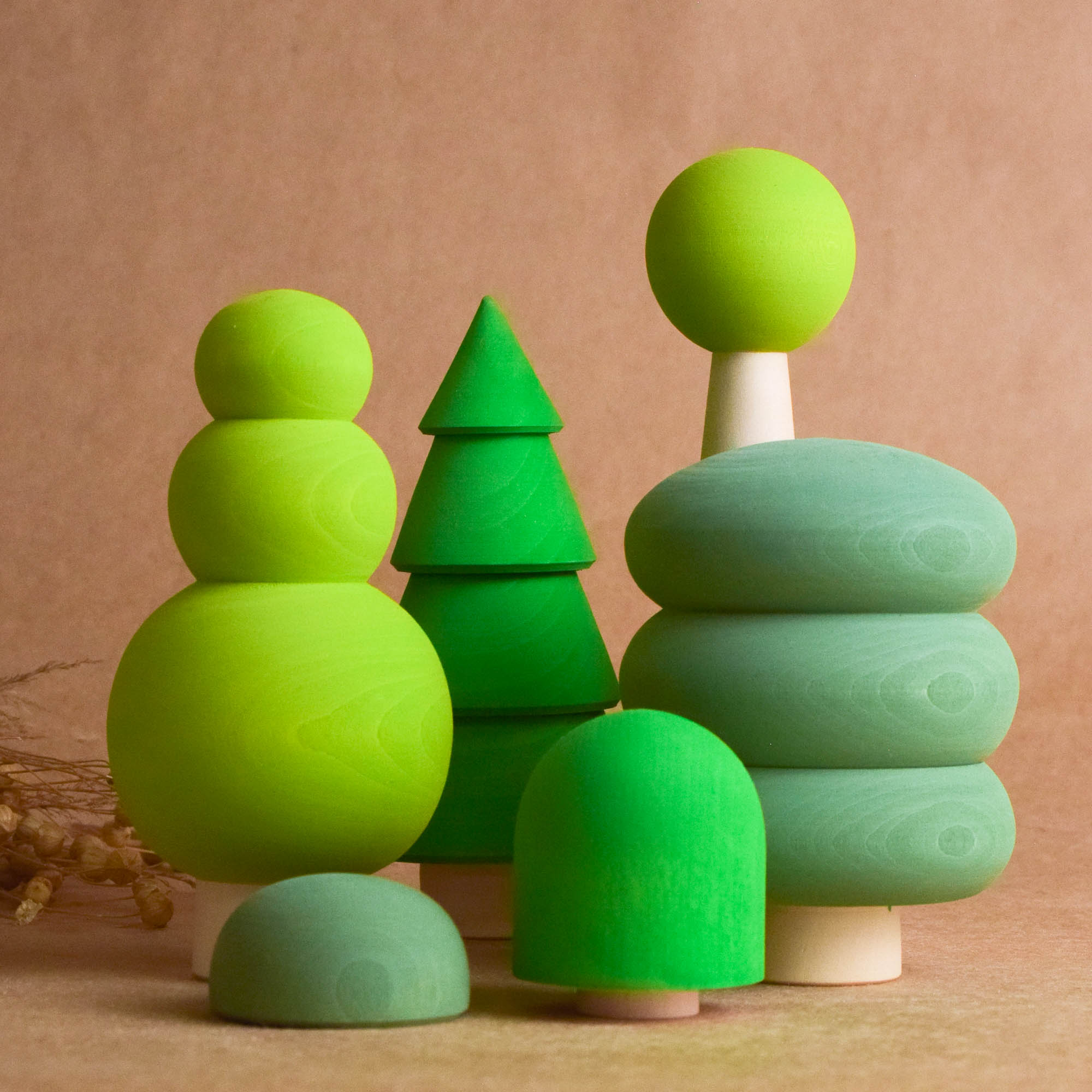 Wooden Toy Trees Figurine Set Woodland Waldorf Tree Montessori Toddler ...