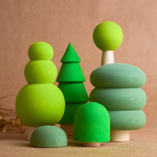 Wooden Toy Trees Figurine Set Woodland Waldorf Tree Montessori Toddler