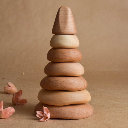 Natural Wooden Rings Stacker Toy for Children Montessori Materials Toddlers Gift