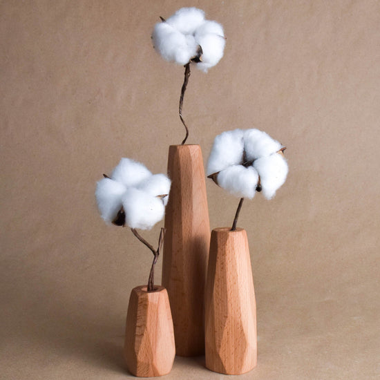 Modern Wooden Vase Set for Dried Flower Handmade Minimalist Home Décor