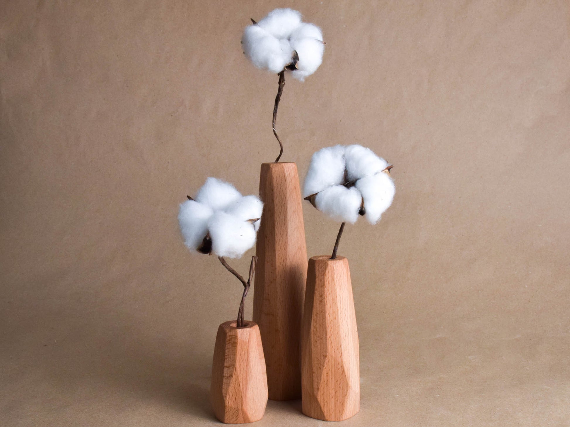 Modern Wooden Vase Set for Dried Flower Handmade Minimalist Home Décor