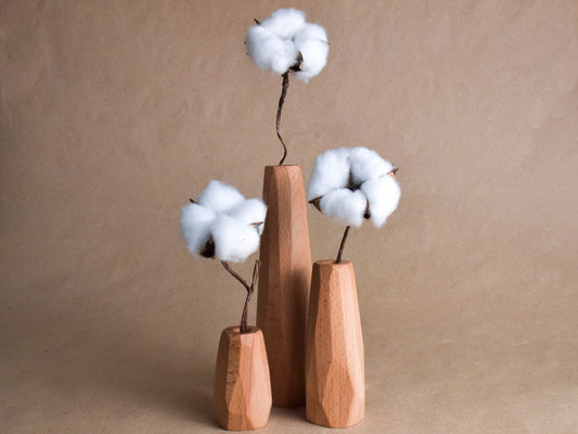 Modern Wooden Vase Set for Dried Flower Handmade Minimalist Home Décor