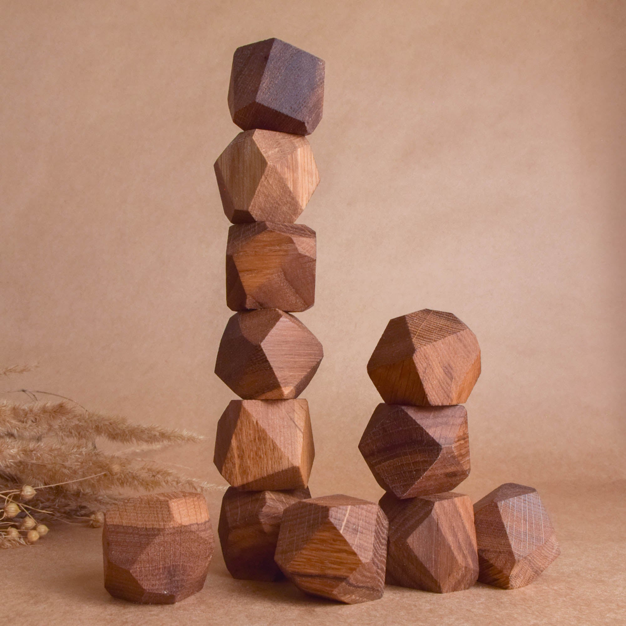 Tumi Ishi Oak Balancing Blocks Game Montessori Desktop Stress Relief Gift