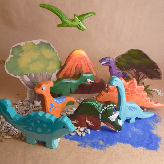 Wooden Dinosaur Toy Figures Handmade
