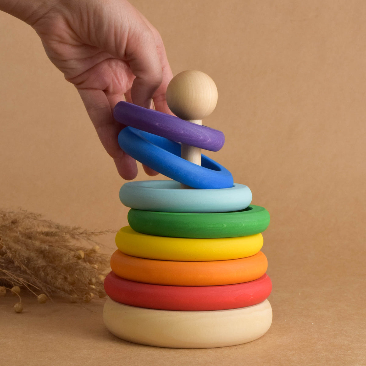 Handmade Wooden Ring Toss Game Set Montessori Educational Toy