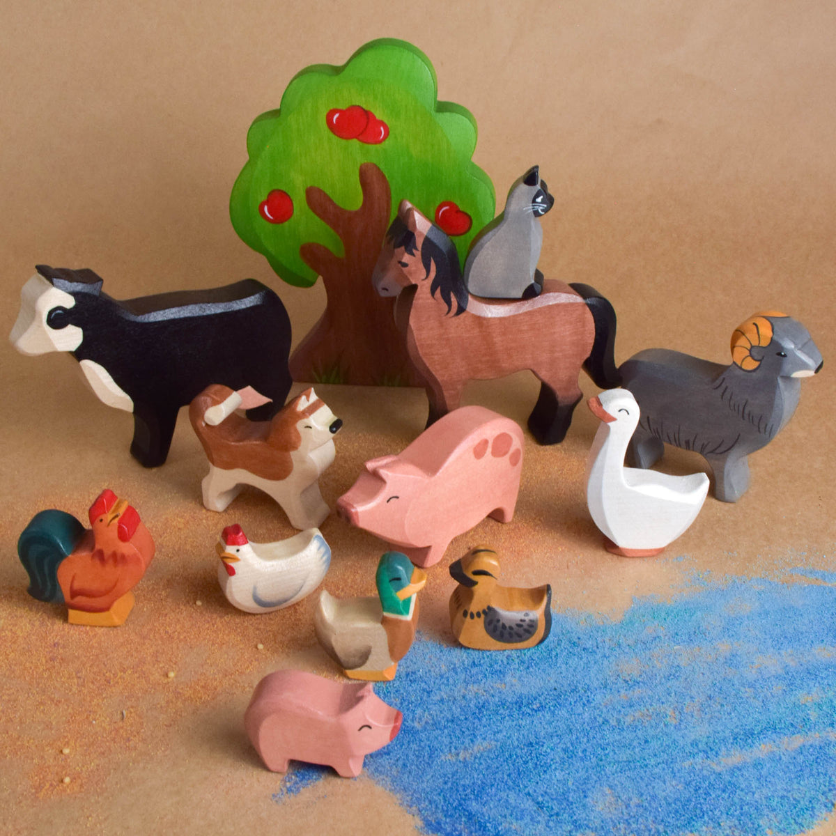 Handmade Wooden Farm Animal Set