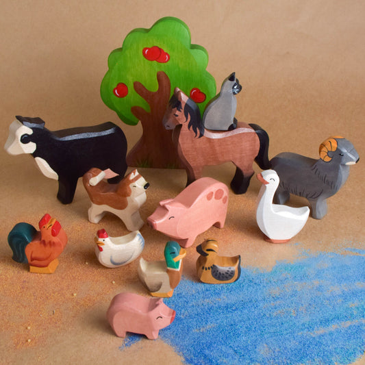Handmade Wooden Farm Animal Set