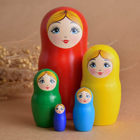 Rainbow Wooden Matryoshka Nesting Dolls Montessori Sorting Toy & Room Decor