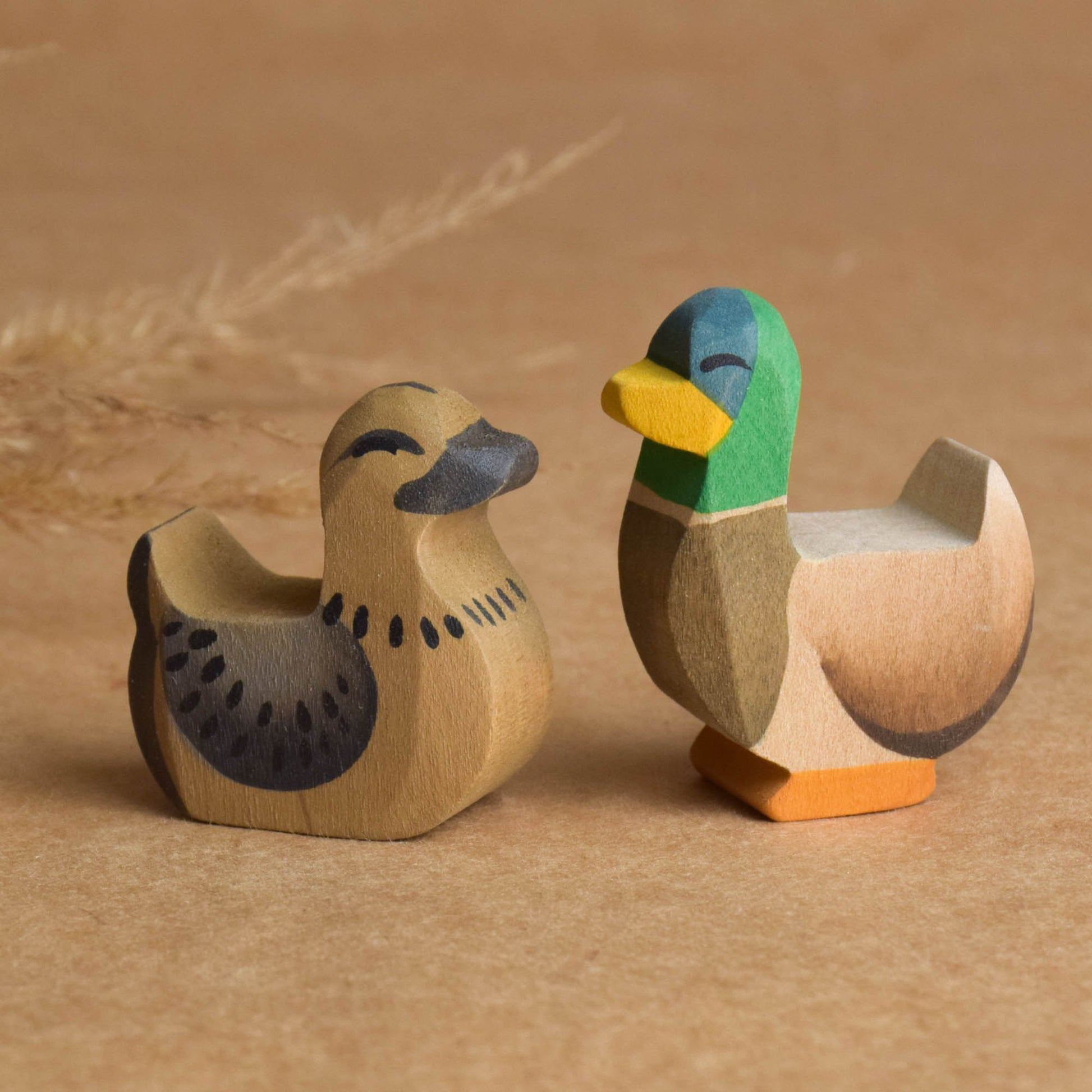 Wooden Toy Farm Animal Set Toys Figurines Ducks Handmade Montessori Materials