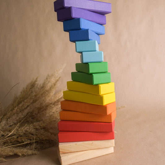 Wooden Building Bricks Baby Toy Rainbow