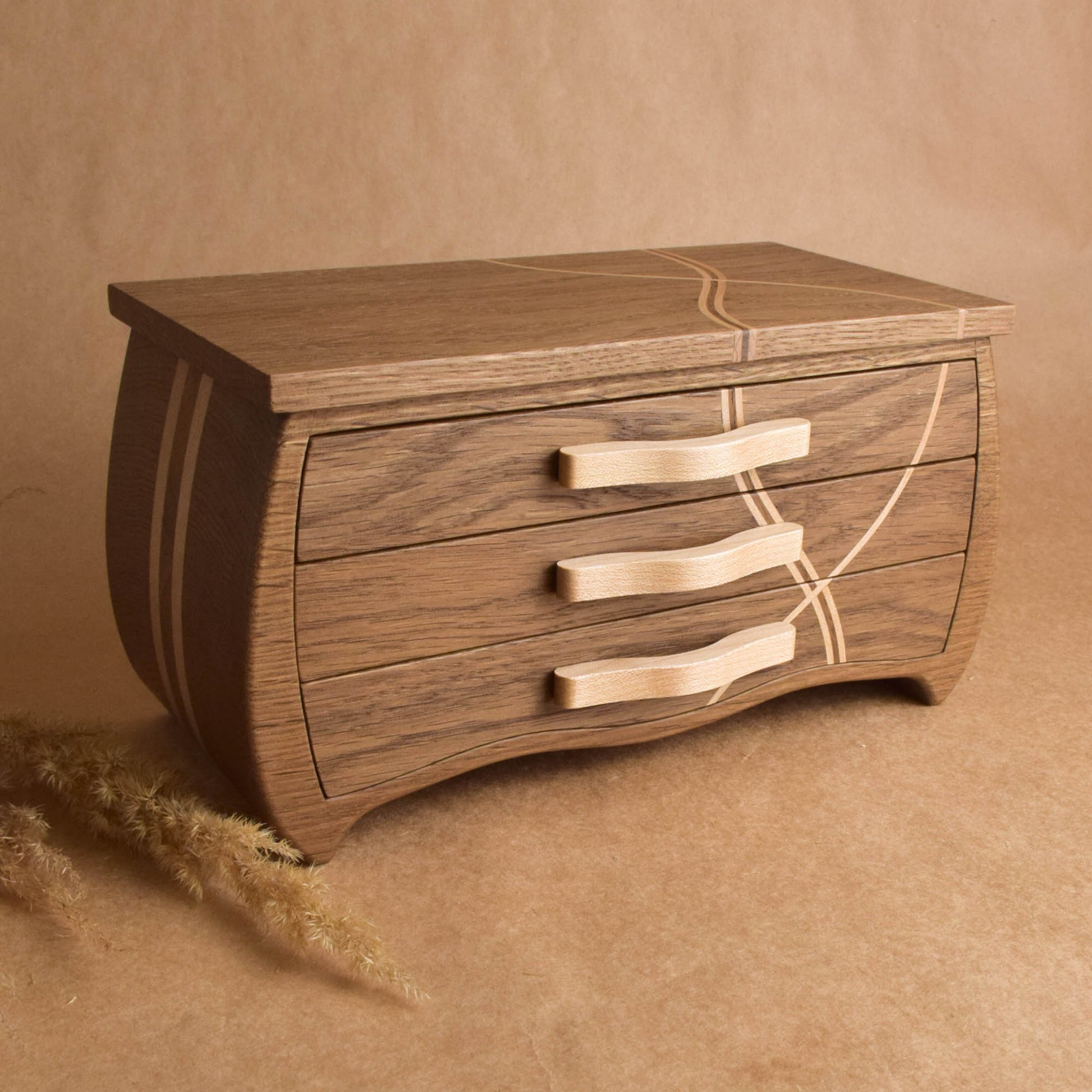 Classic Jewelry Box Solid Wood Minimalist Jewelry Organizer with Drawers Unique Handmade for Rings Earrings Cash Unique Birthday Gift 
