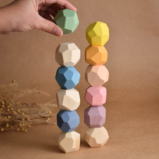 Pastel Wooden Stacking Stones Montessori Tumi Ishi Balance Blocks