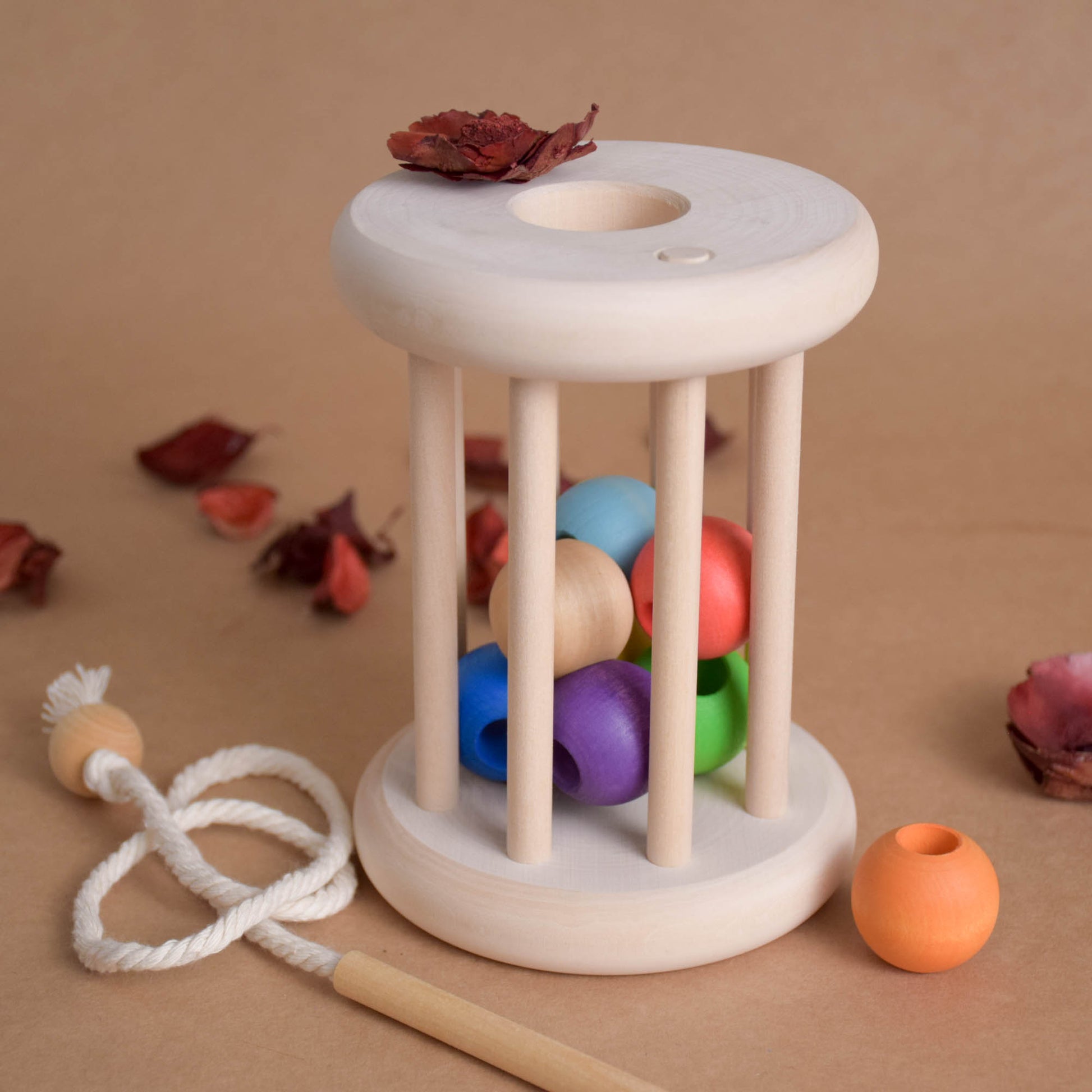 Montessori Classic Rolling Ball Cylinder Toy with Lacing Toy