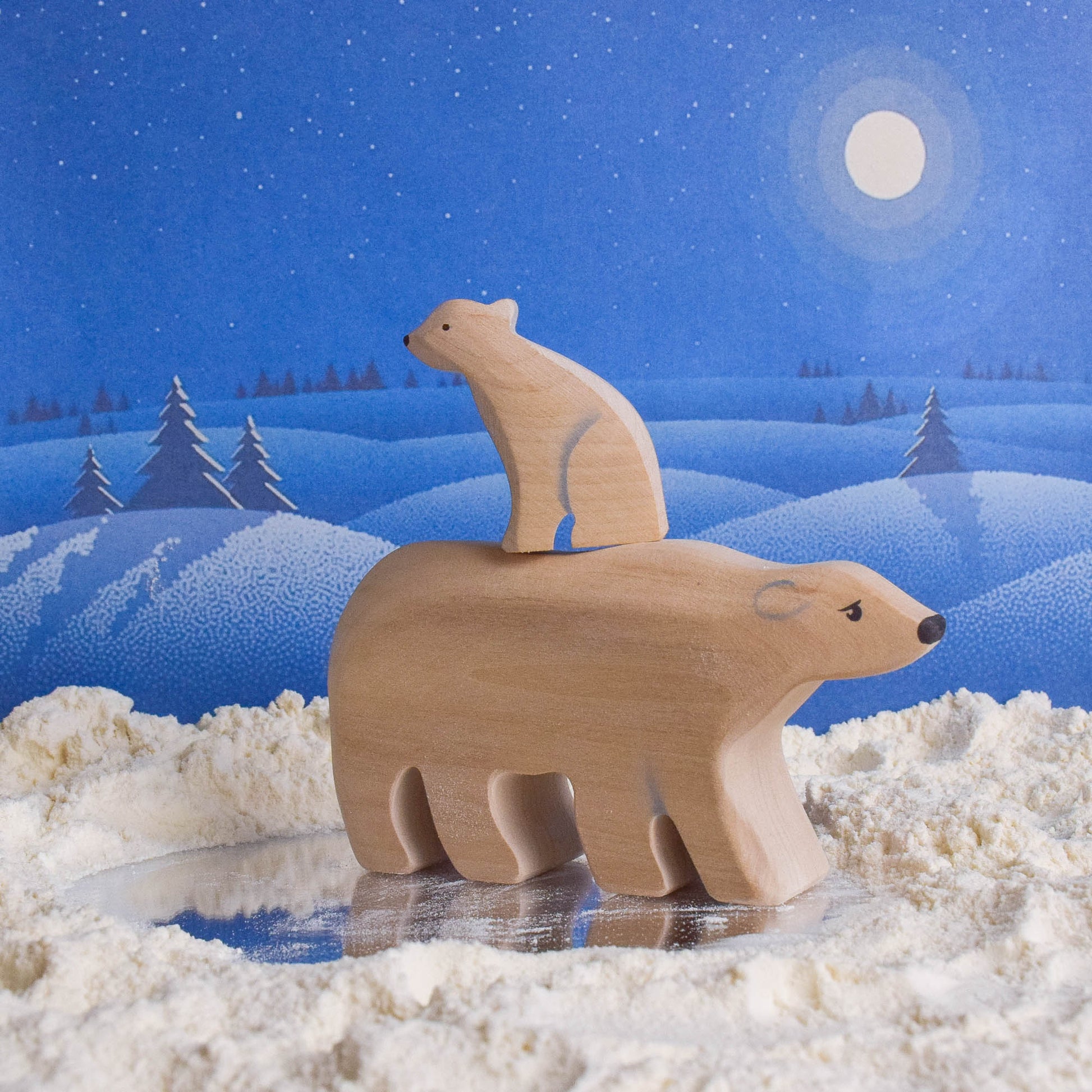 Wooden Woodland Animals Figurines Forest Toys Bear Handmade Montessori Materials Open Ended Toys