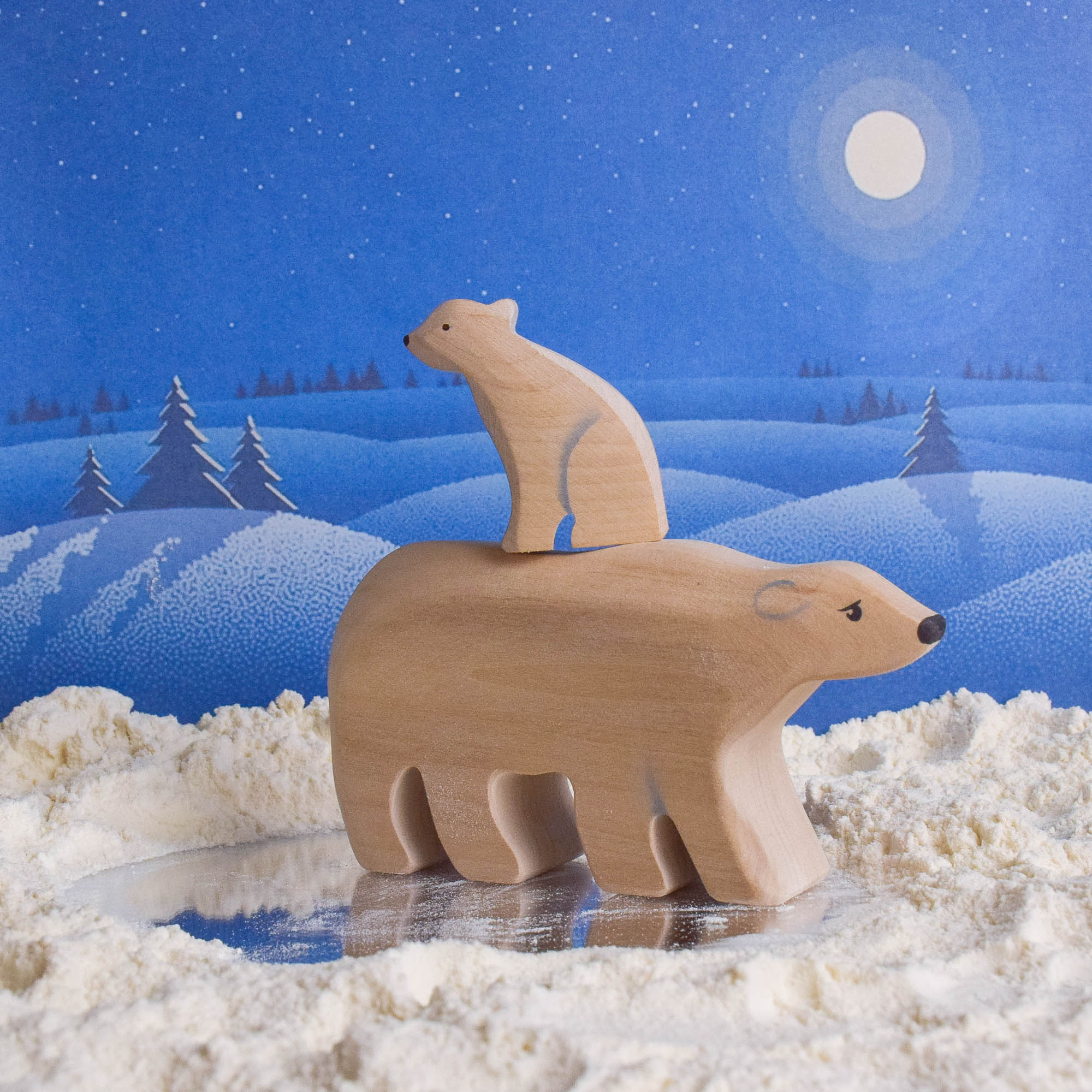 Wooden Woodland Animals Figurines Forest Toys Bear Handmade Montessori Materials Open Ended Toys