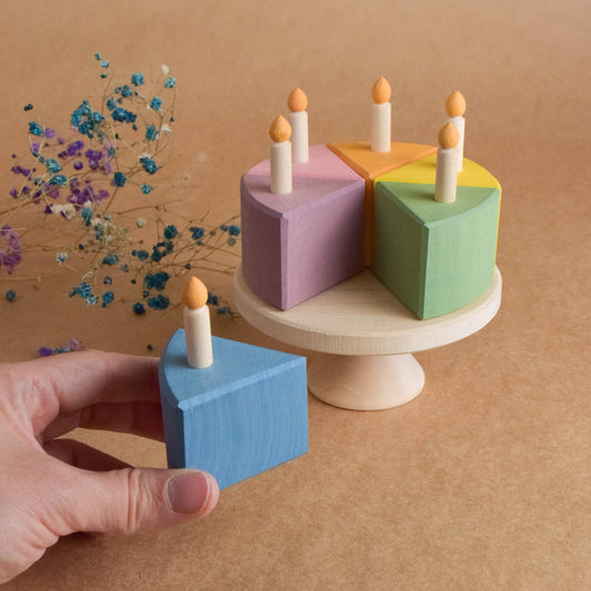 Wooden Toy Birthday Cake with Candles for Montessori Kitchen