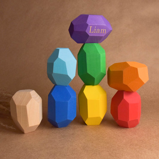 Tumi Ishi Wood Balancing Stones for Baby Rainbow
