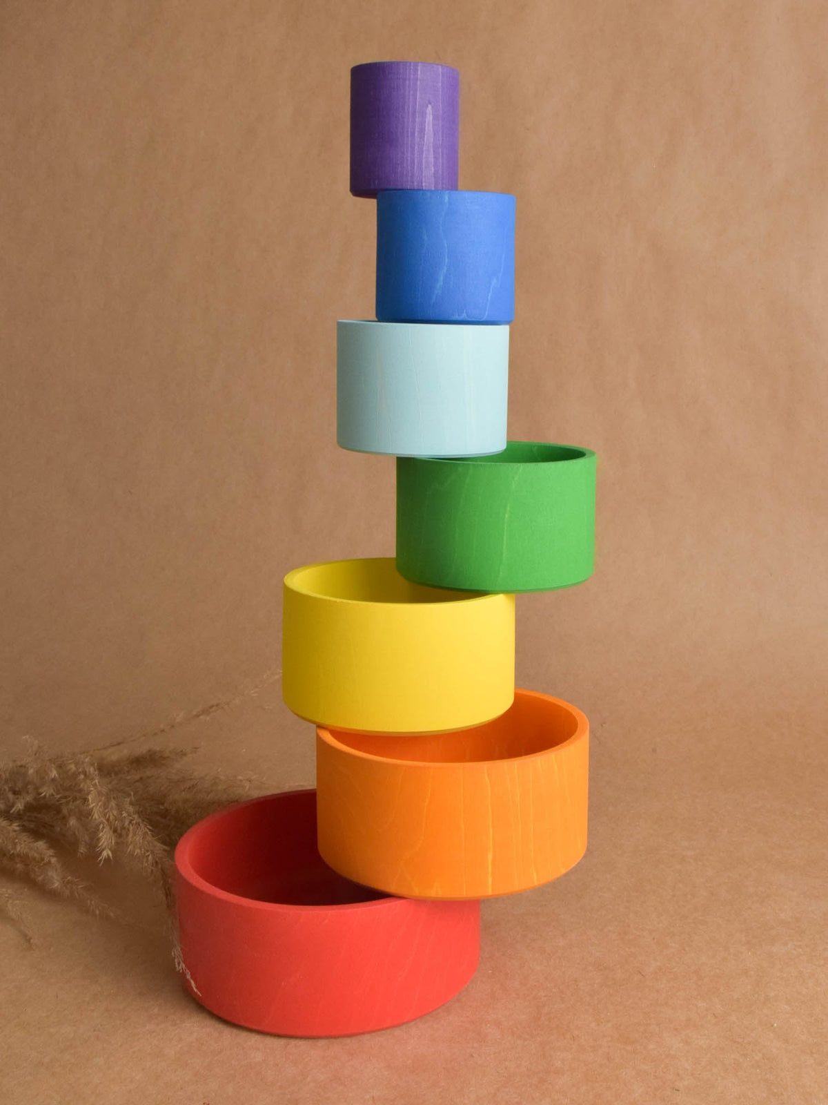 Colorful wooden nesting cups