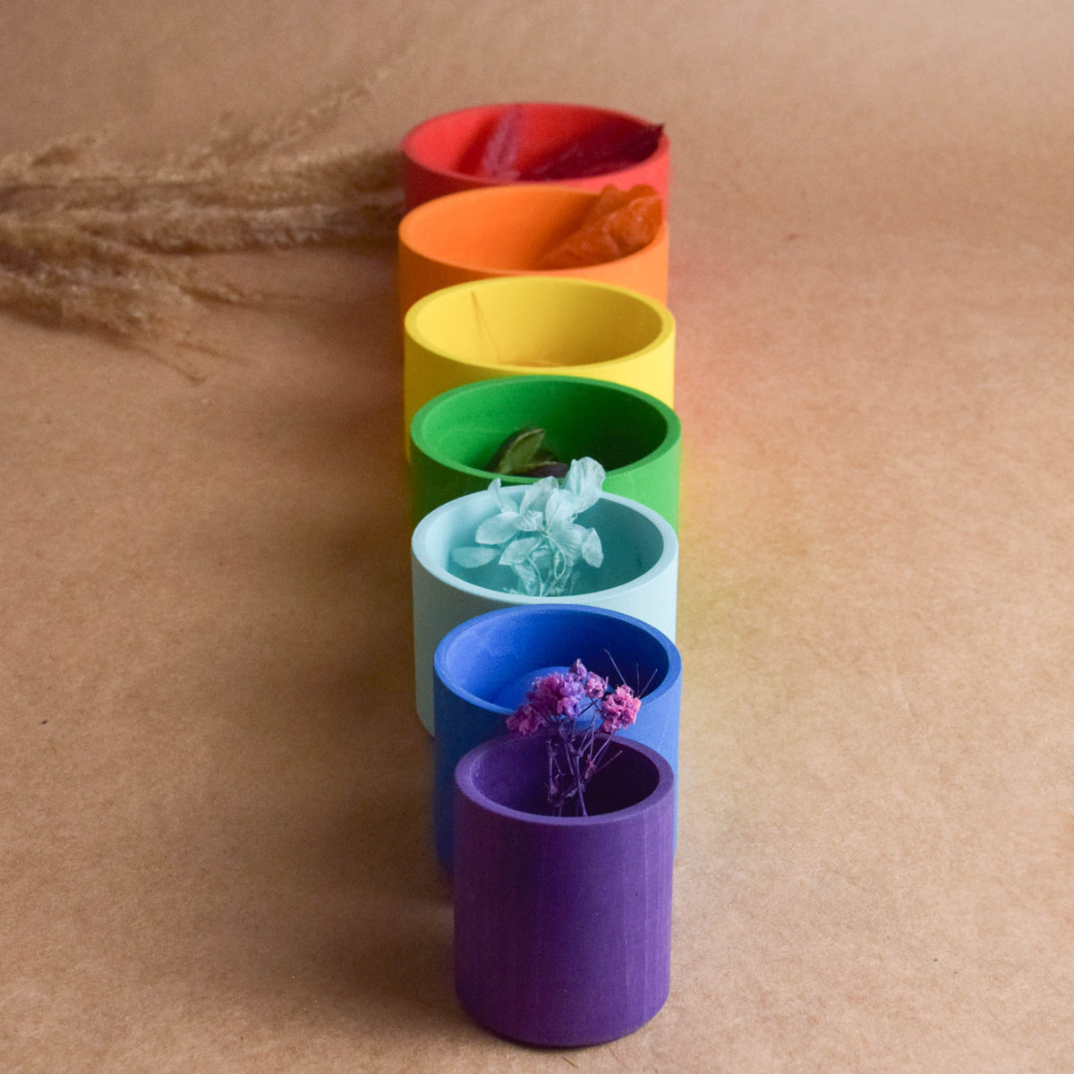Rainbow wooden nesting bowls
