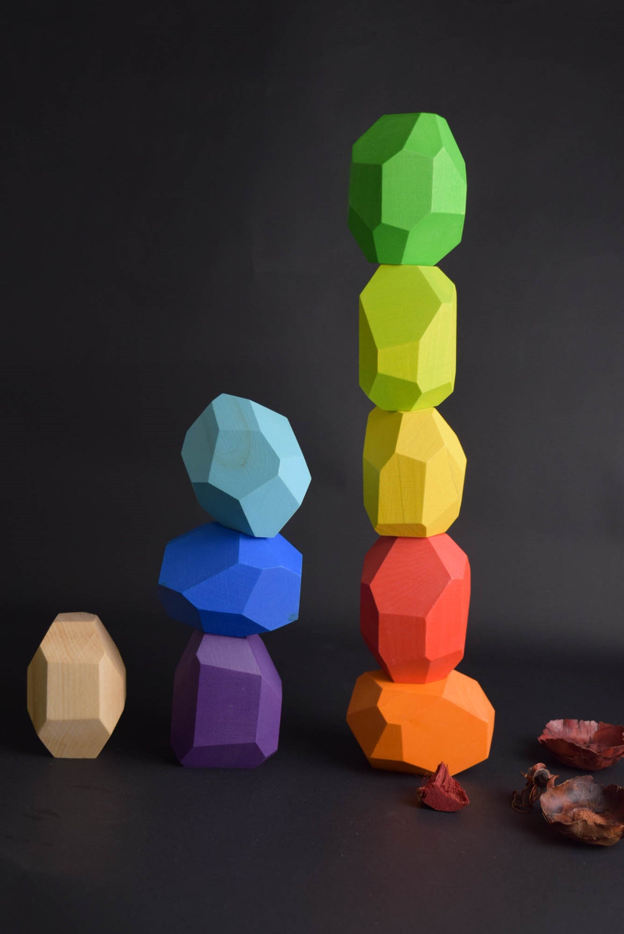 Tumi Ishi Wood Balancing Stones for Baby Rainbow – Wooden