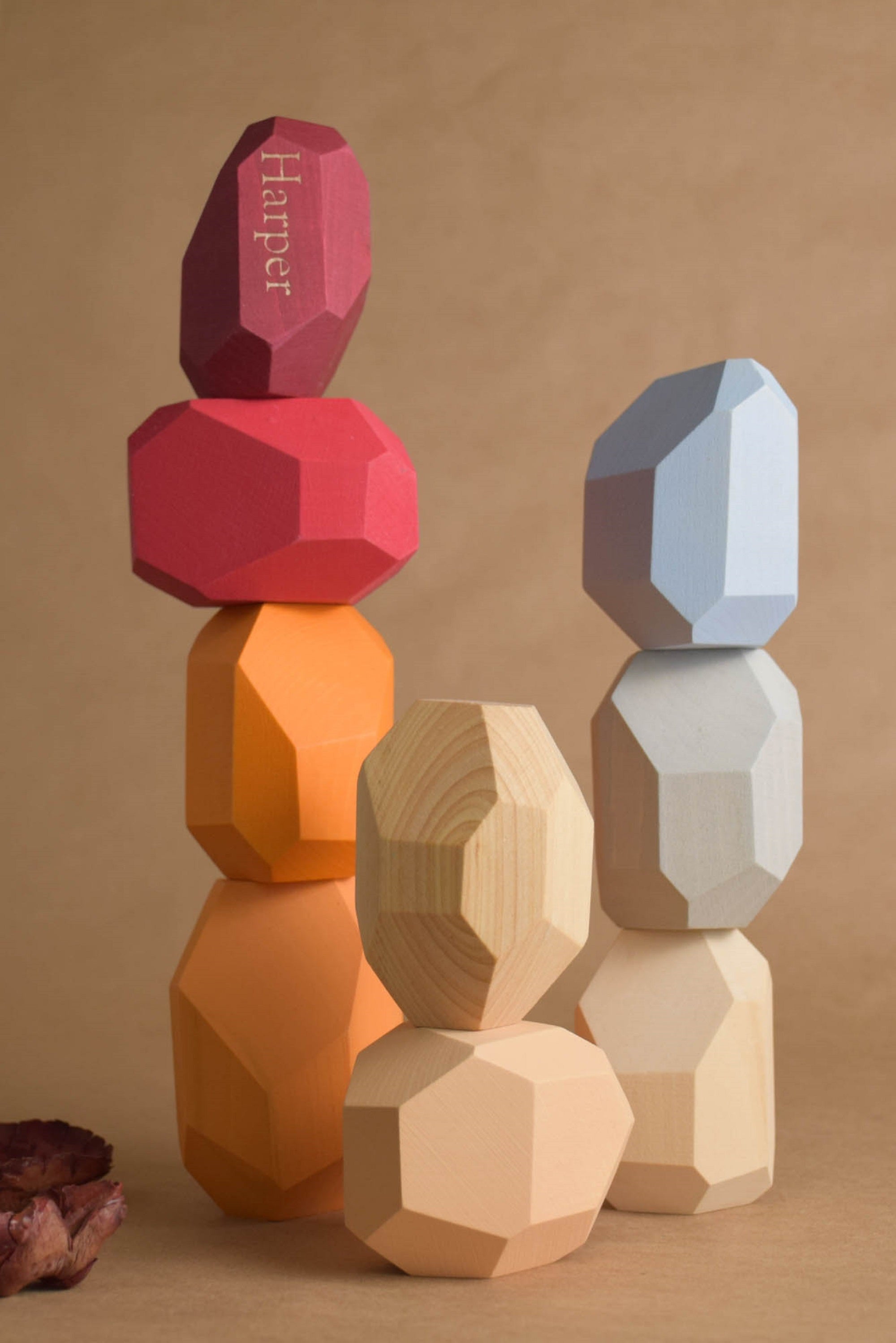 Tumi Ishi Wood Balancing Stones for Baby Neutral – Wooden