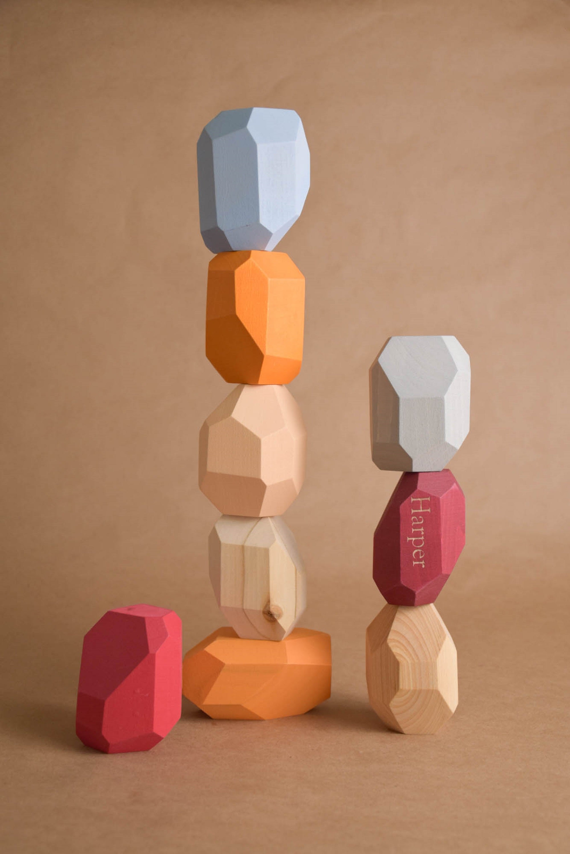 Tumi Ishi Wood Balancing Stones for Baby Neutral – Wooden