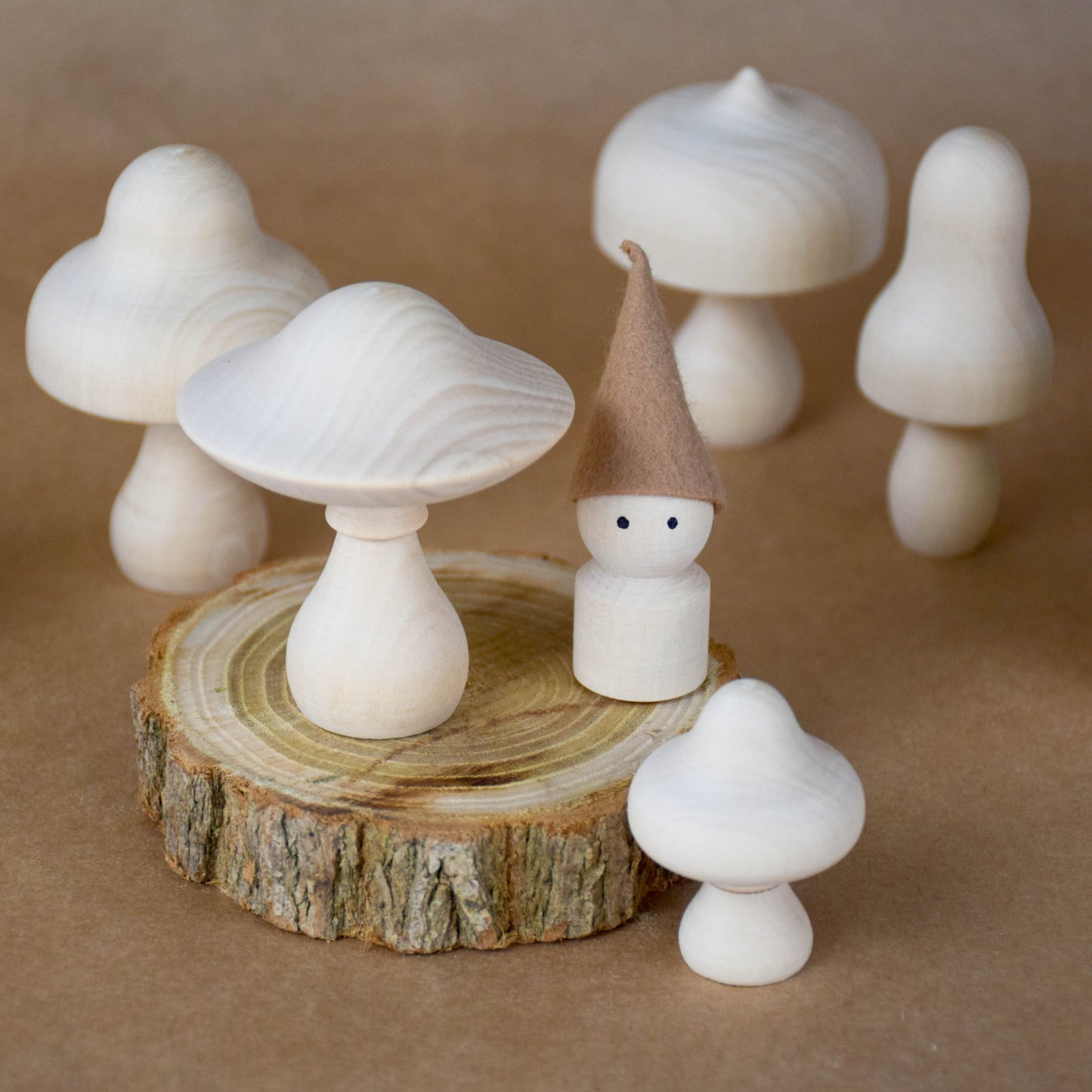 Wooden Mushroom Decor