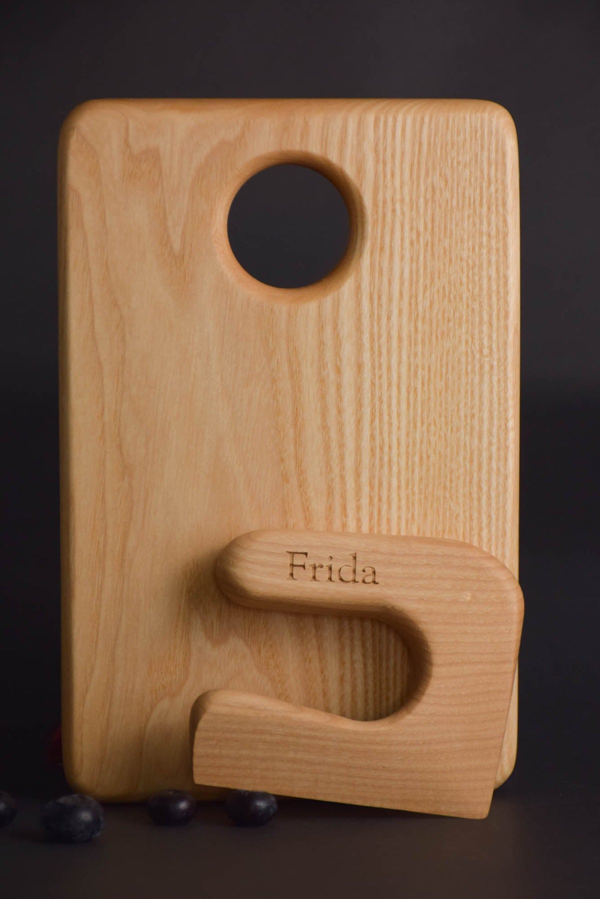 Handmade Montessori cutting knife in solid ash wood with a natural oil finish