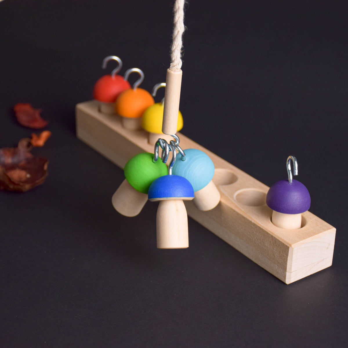 Mushroom pieces for a fishing rod balancing game