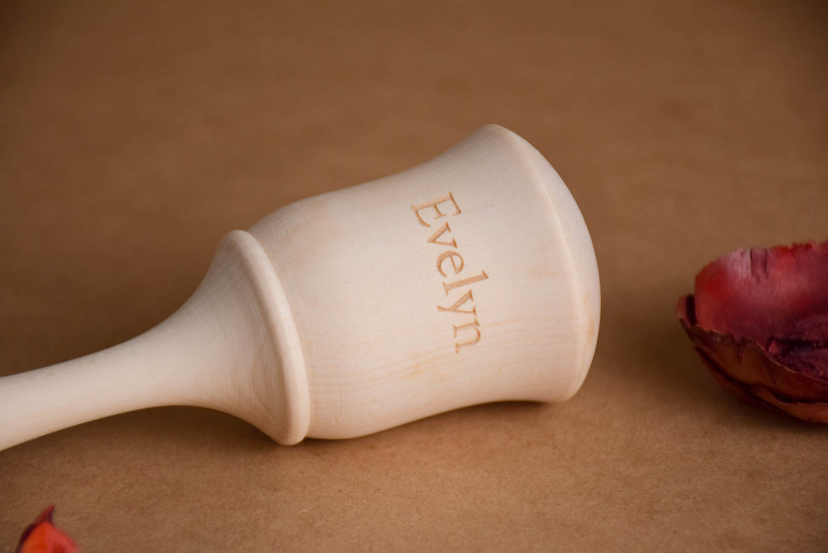Bell model wooden maraca rattle for babies