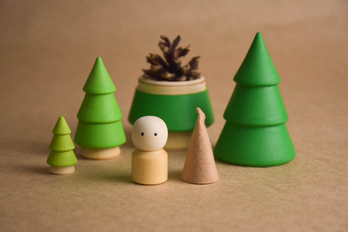 Colored wooden opening trees matryoshka set