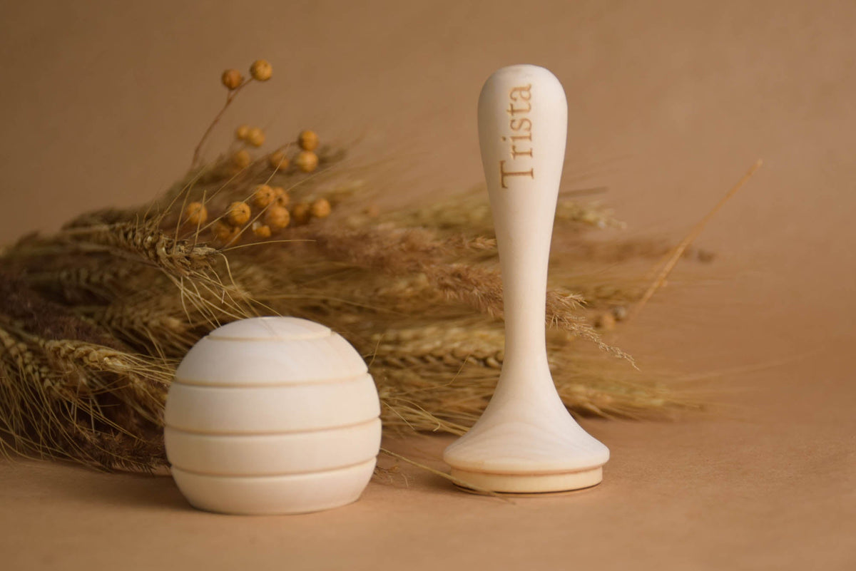 Honey wooden maraca baby rattle made from linden wood