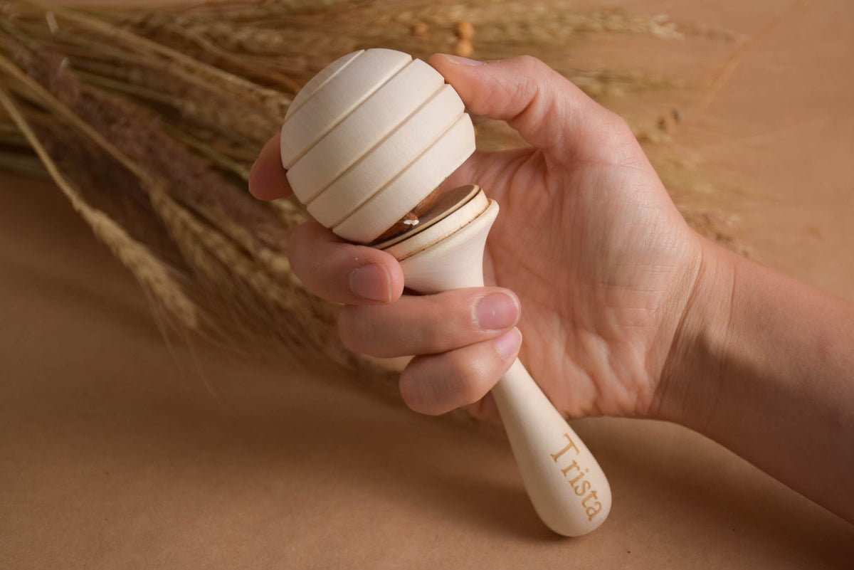 Linden wood baby maraca, Honey model
