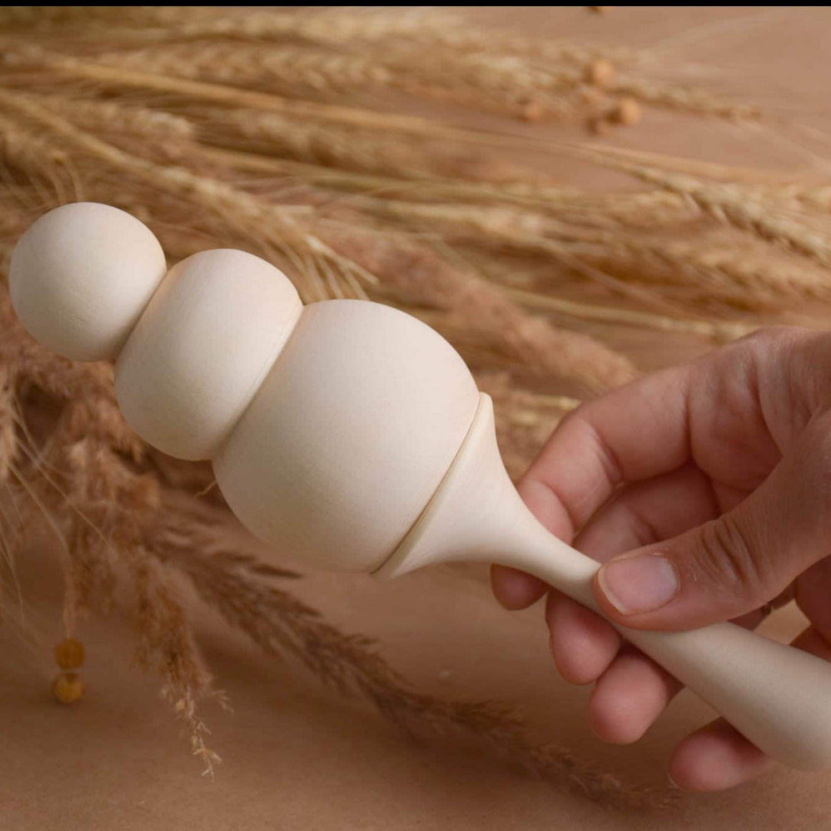 Ice Cream wooden maraca baby rattle made from linden wood