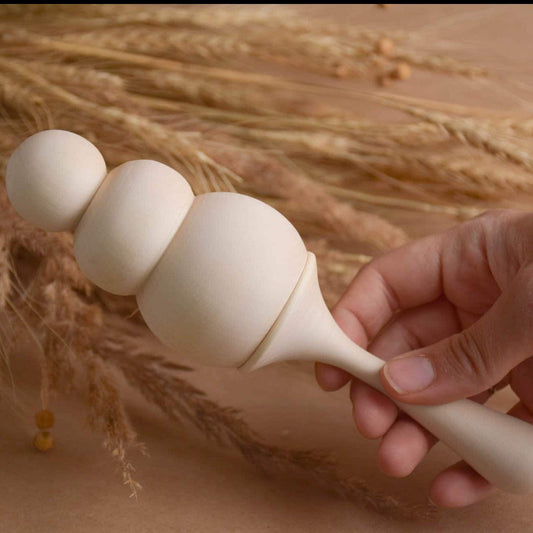 Ice Cream wooden maraca baby rattle made from linden wood