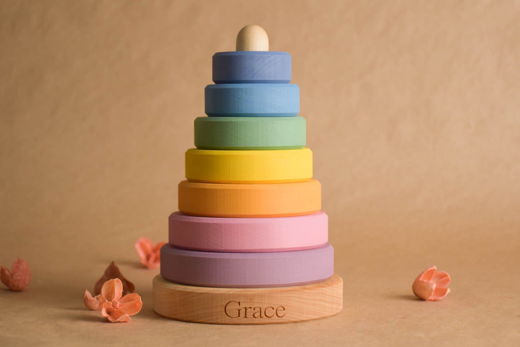 Ring Stacker Toy Pastel – Wooden Educational Toy