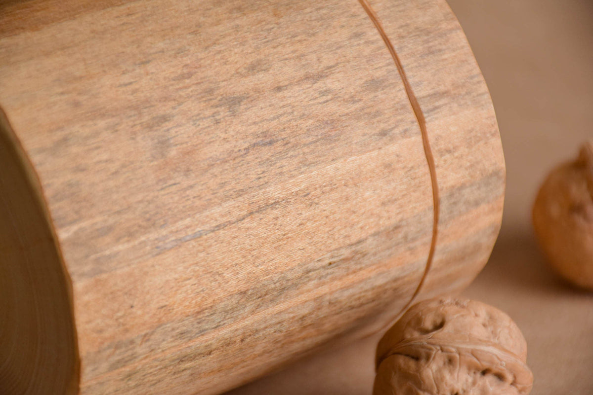 Handmade wooden log box with an oil finish