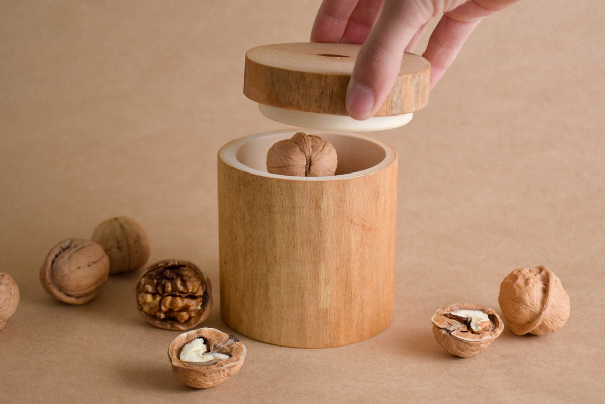 Wooden log-style box with a lid