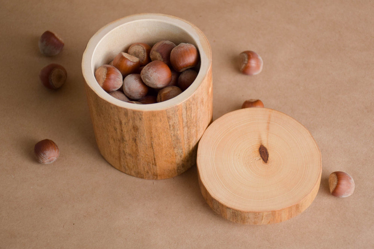 Solid linden wood box for pretend play