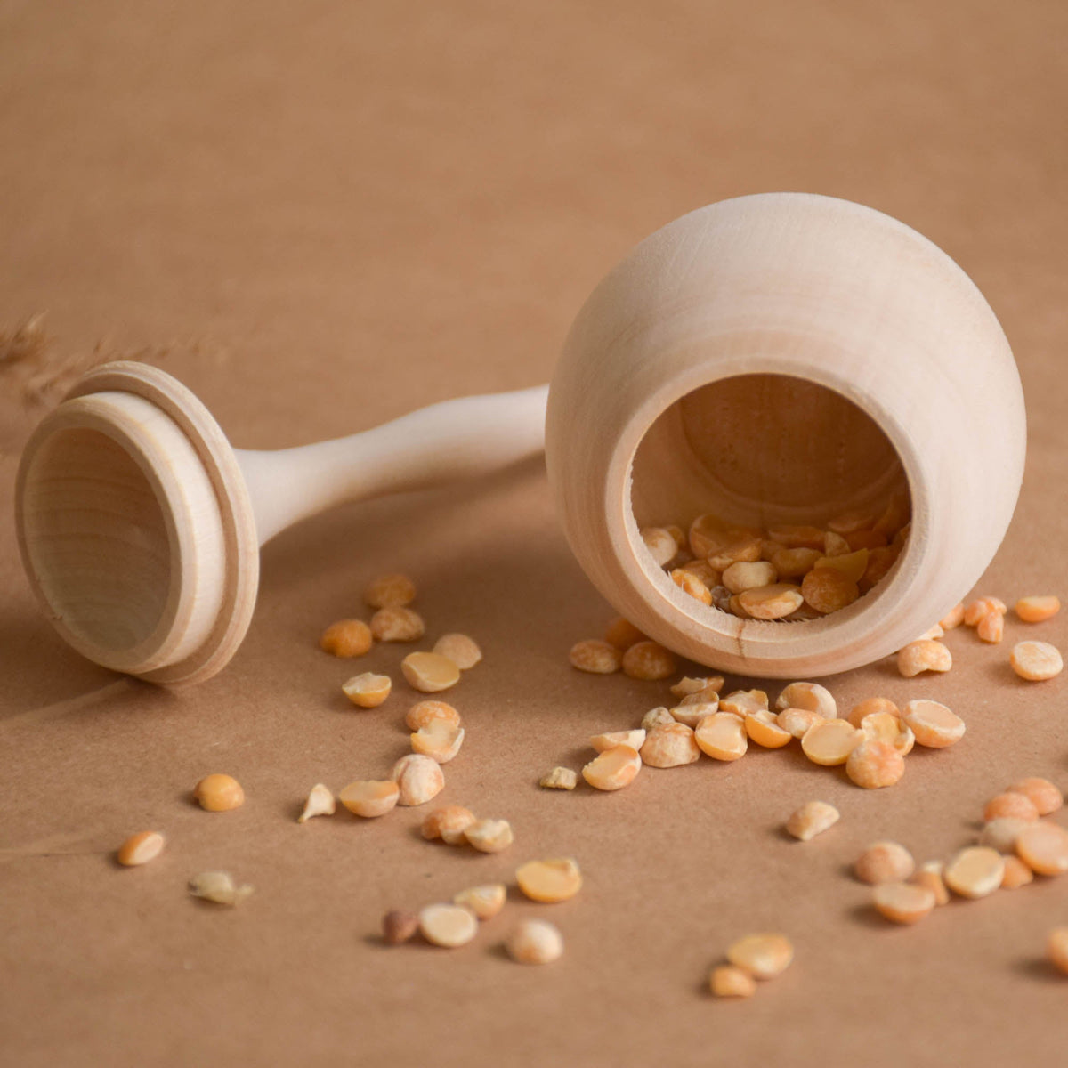 Montessori baby toy set in natural linden wood