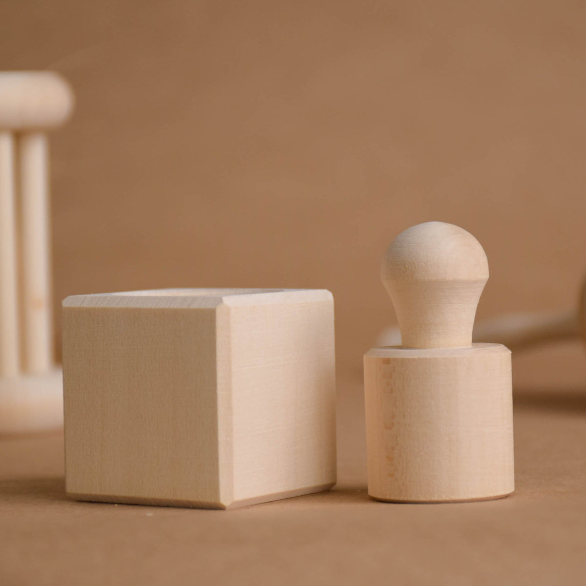 Wooden Montessori baby toy collection in linden wood