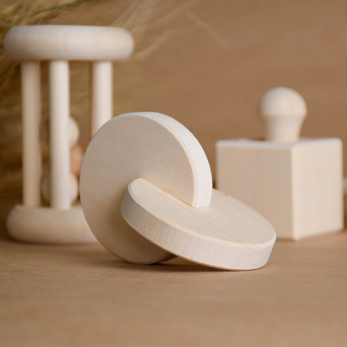 Montessori baby toy set made from linden wood