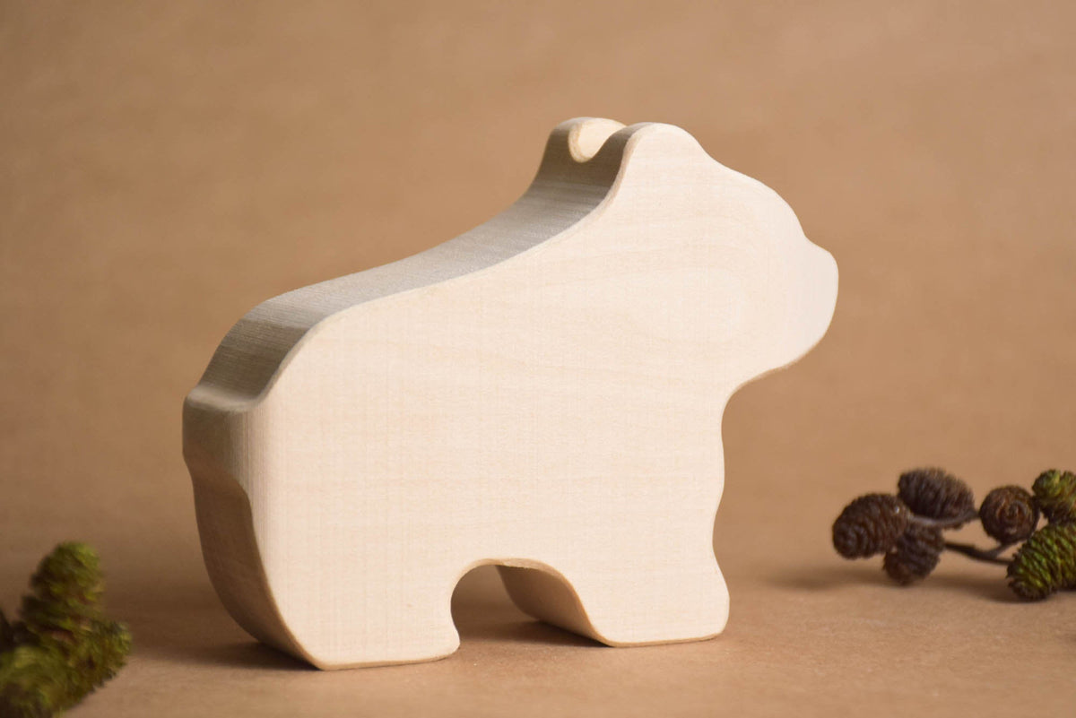 Natural wooden woodland animals set