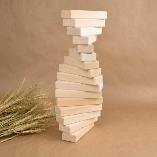 Product photo of Natural Bricks Set, a colorful wooden wooden rainbow stacker set.